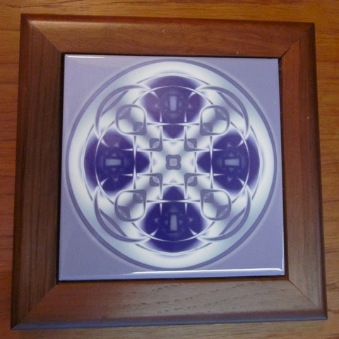 This deco style geometric tile is in shades of plum and gray. Gingezel at Zazzle.